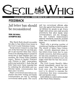 Cecil Whig letter to the editor thumbnail