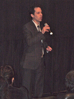 Peter Wagner answering questions ahout Gerrymandering at the Tribeca Film Festival