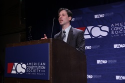 Peter Wagner accepting the David Carliner award from the American Constitution Society
