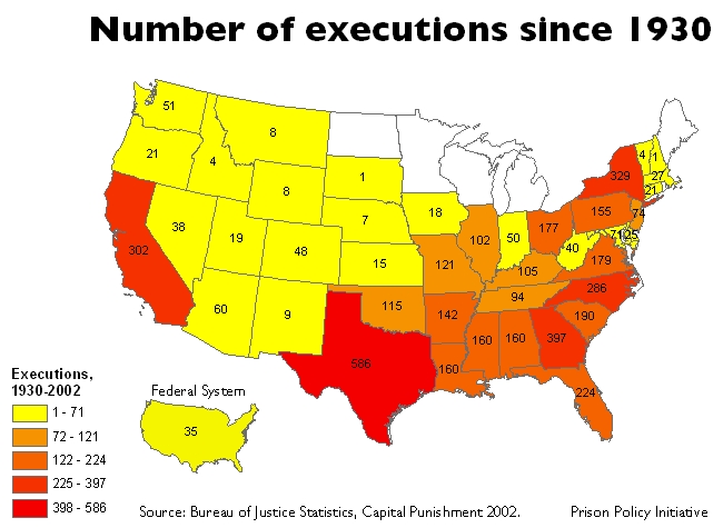 map: executions by state, 1930-2002