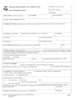 screenshot of a typical discipline report, from the Arizona Department of Corrections