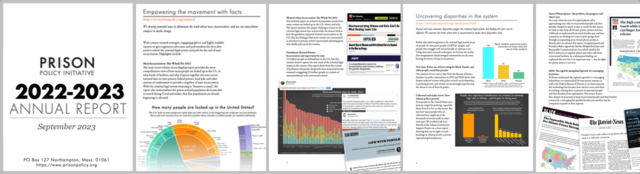 thumbnails of Prison Policy Initiative annual report for 2022-2023