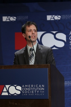 Peter Wagner accepting the David Carliner award from the American Constitution Society
