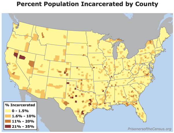 U.S. counties by percentage incarcerated