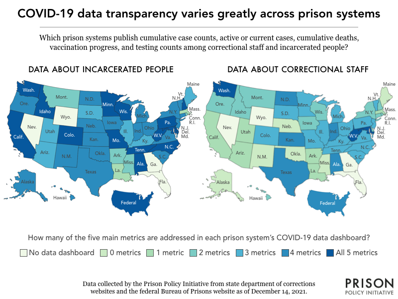 Map of prison system COVID data transparency