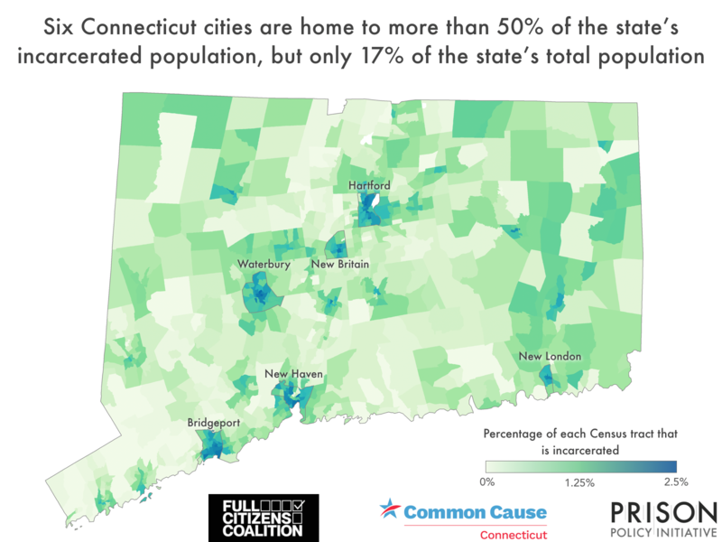 Map of incarceration rates in CT by census tract