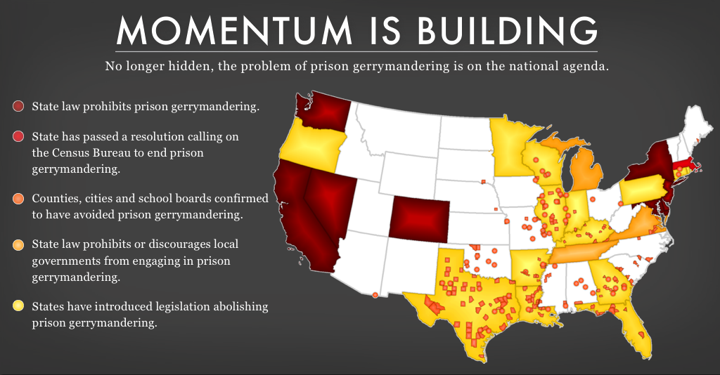 prison gerrymandering legislation map