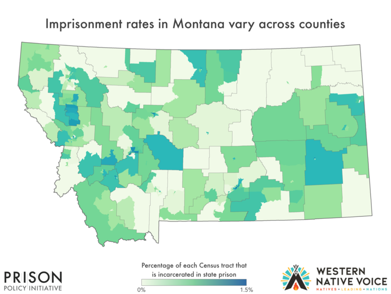 Map of Montana incarceration rates by census tract