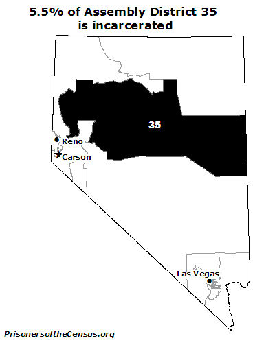A map of Nevada with district 35 highlighted.