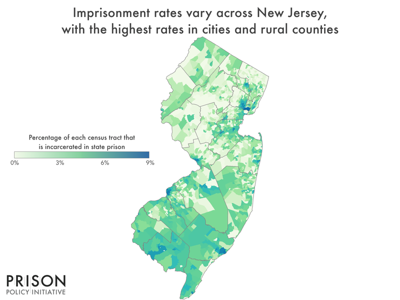 map of New Jersey showing percent incarcerated by census tract 