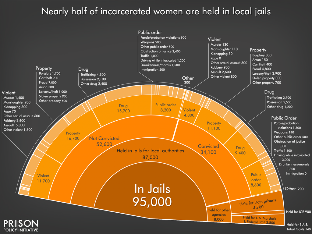graph showing how many women are incarcerated in jails
