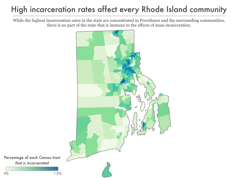 map of Rhode Island showing incarceration rate by census tract