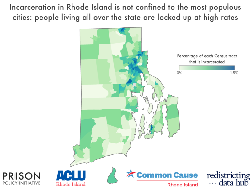 Map showing incarceration rates in RI by census tract