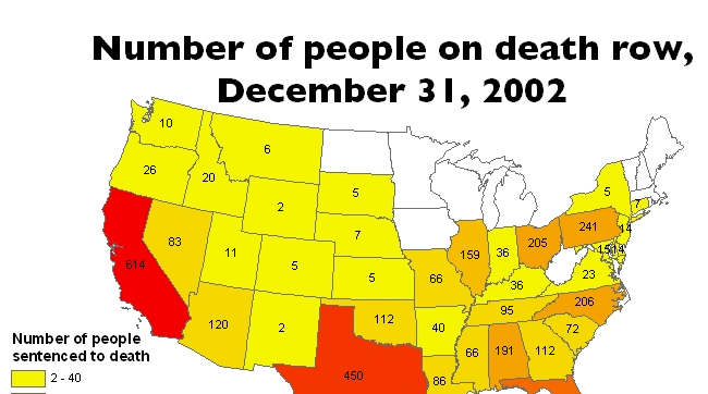 Number of people on death row per state 2002 Prison Policy