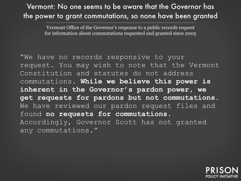 Image showing in Vermont nobody seems to know the governor can grant commutations.